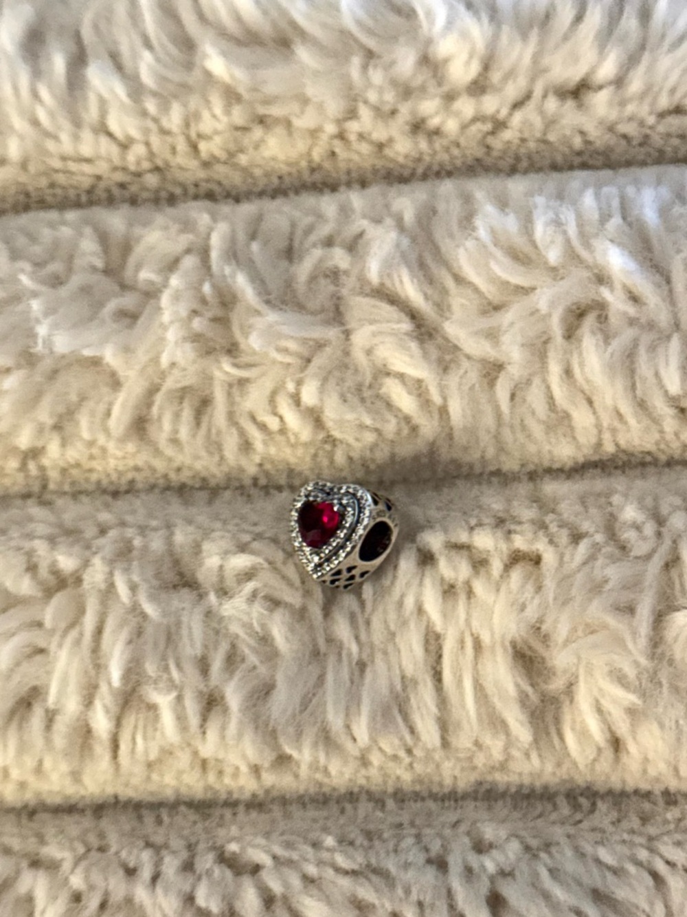 Heart Charm with Red Crystal Accent Pandora